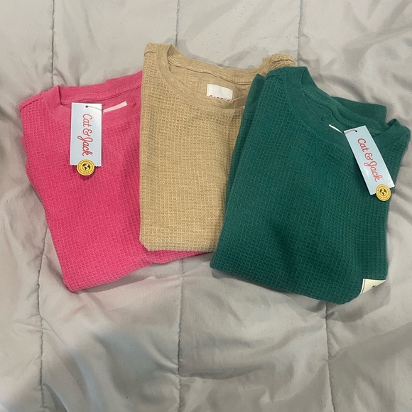 Cat & Jack 3 kids long sleeve soft waffle knit unisex pullover shirt many sizes - Picture 1 of 15